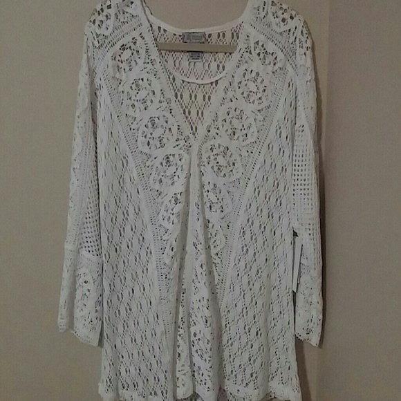 White Lace/Crochet Long Sleeve Shirt