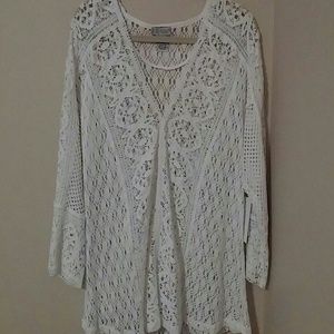 White Lace/Crochet Long Sleeve Shirt