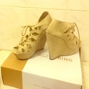 SUEDE BEIGE WEDGES FROM CALL IT SPRING