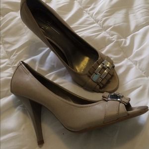 Beige Open Toe 3 inch heels