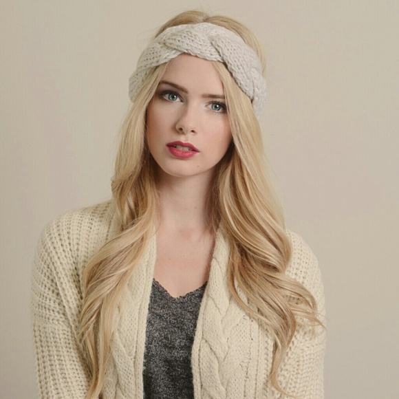 Crochet Cable Knit Headband Hairband-Oatmeal