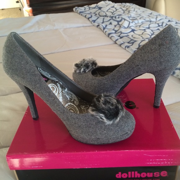 Dollhouse Shoes - Brand new faux suede grey Dollhouse heels.