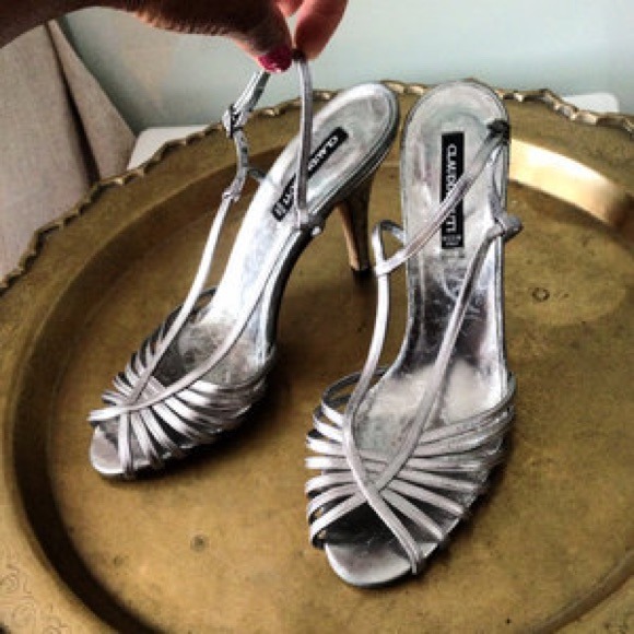 Claudia Ciuti Silver Leather Strappy NYE heels 7.5 - Picture 2 of 4