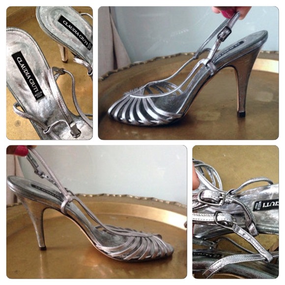 Claudia Ciuti Silver Leather Strappy NYE heels 7.5 - Picture 4 of 4