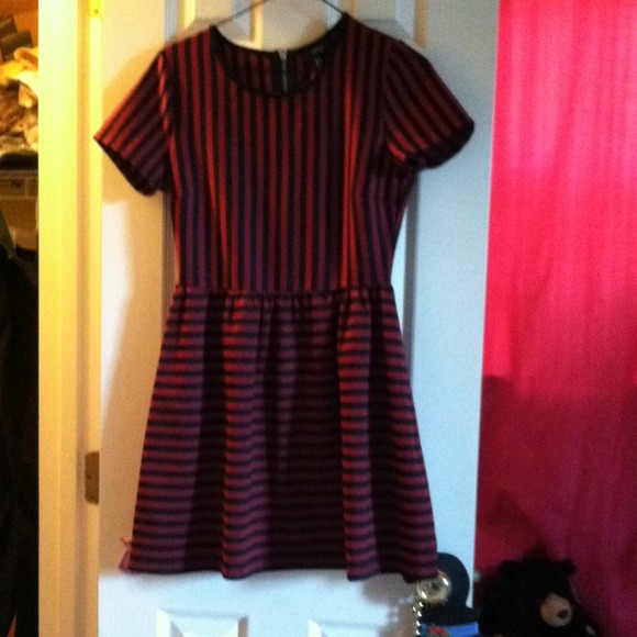Black and red striped skater dress