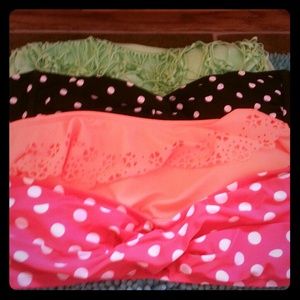 A bundle of cute strapless swimsuit tops