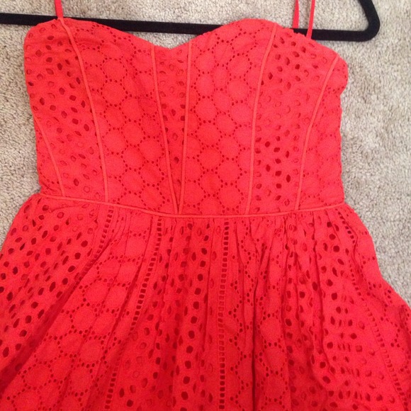 Strapless orange dress