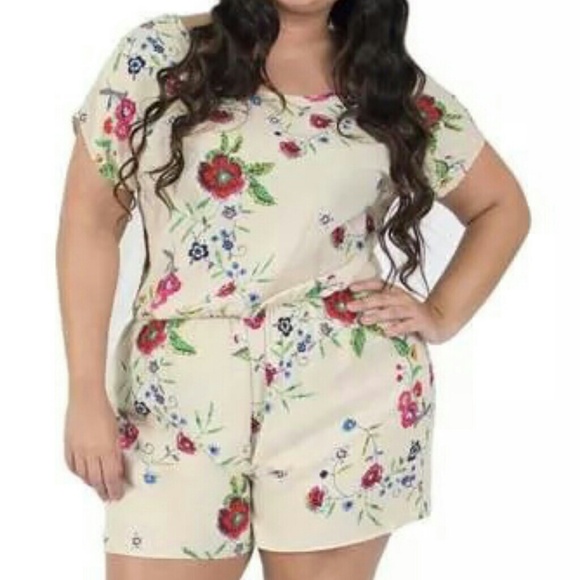 Plus Size Floral Print Romper / Jumper 1XL 2XL 3XL - Picture 3 of 4