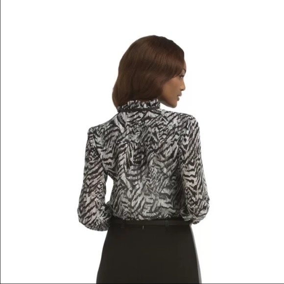 Kardashian Kollection Black & White Tiger Blouse - Picture 2 of 4