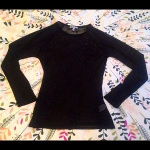 Black mesh long sleeve top