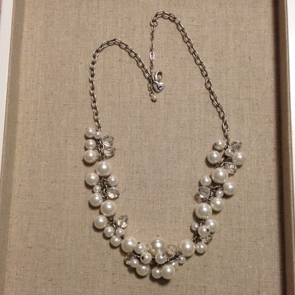 Faux pearl and crystal necklace