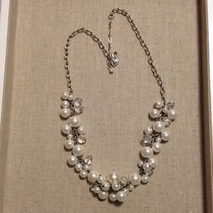 Faux pearl and crystal necklace