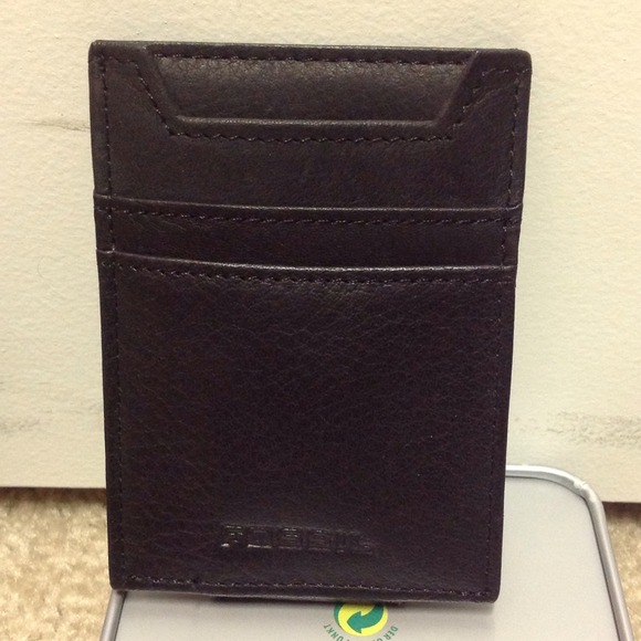 Fossil black leather money clip - magnetic NWT
