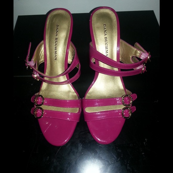Dana Buchman raspberry patent opentoe heels