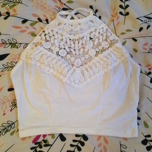 White crochet crop top