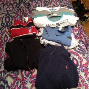 3 sweaters, 5 shirts