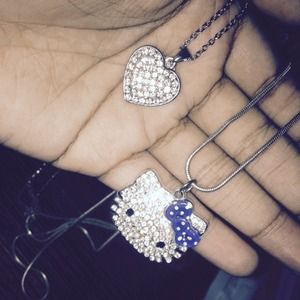 Heart & Hello Kitty Rinestone Necklaces