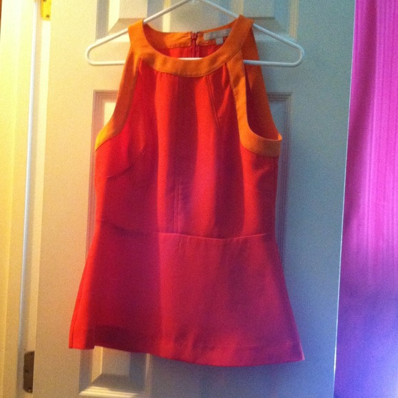 Tangerine Banana Republic peplum cutout blouse