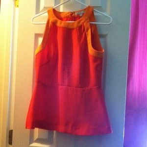 Tangerine Banana Republic peplum cutout blouse