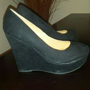 Black Suede Wedges