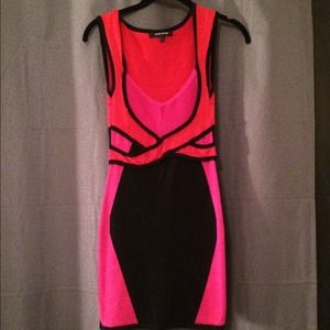 WowCouture Dress in pink,black, and red