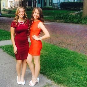 Red Homecoming Dress - Textured Bodycon