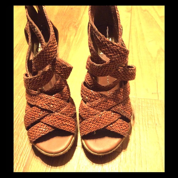 Dolce Vita espadrille wedges in luggage color.