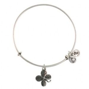 Authentic Alex & Ani Lucky Clover Charm Bangle