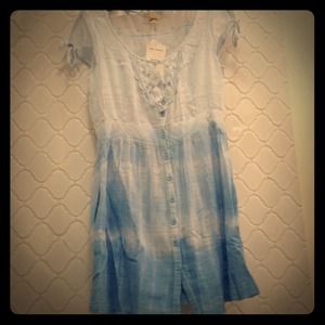Free People Blue Tie-Dye Lace Detailed Beach Dress