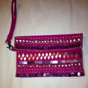 Pink beaded Express wristlet