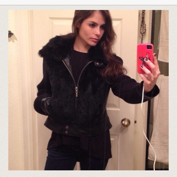 Fur & pvc black jacket