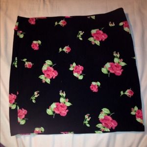 Black floral skirt