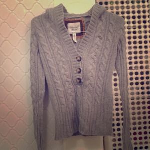 Abercrombie & Fitch Grey Wool Hooded Sweater