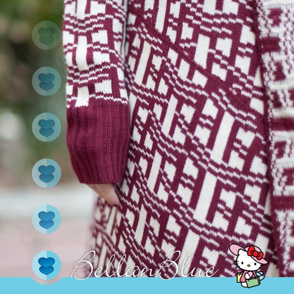 The DARLA print cardigan - DEEP RED - Picture 4 of 4