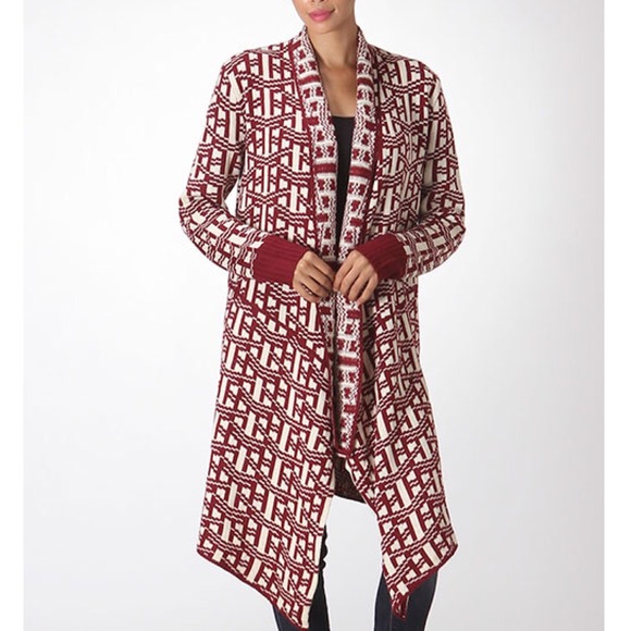 The DARLA print cardigan - DEEP RED - Picture 2 of 4