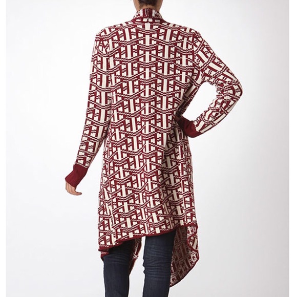 The DARLA print cardigan - DEEP RED - Picture 3 of 4