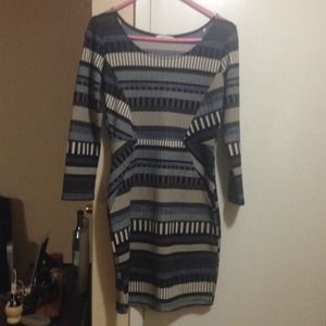 Blue body con dress and mustard shirt bundle