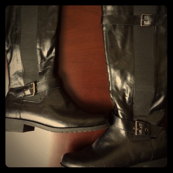 Wide Calf Knee High Black Boots