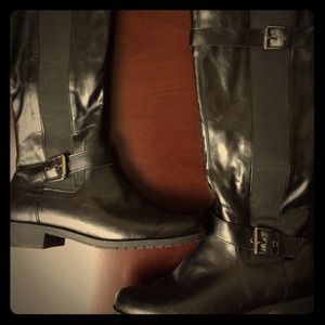 Wide Calf Knee High Black Boots