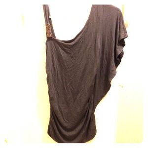 Dark gray one-shoulder top. Perfect for going out!