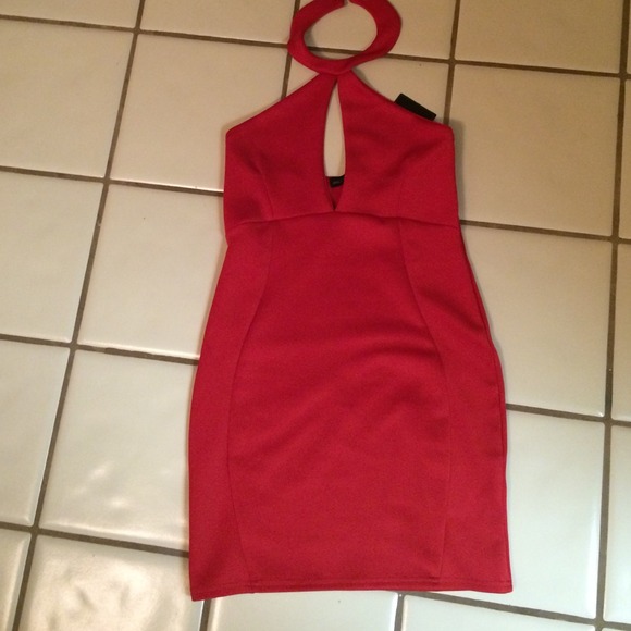 Missguided red keyhole dress