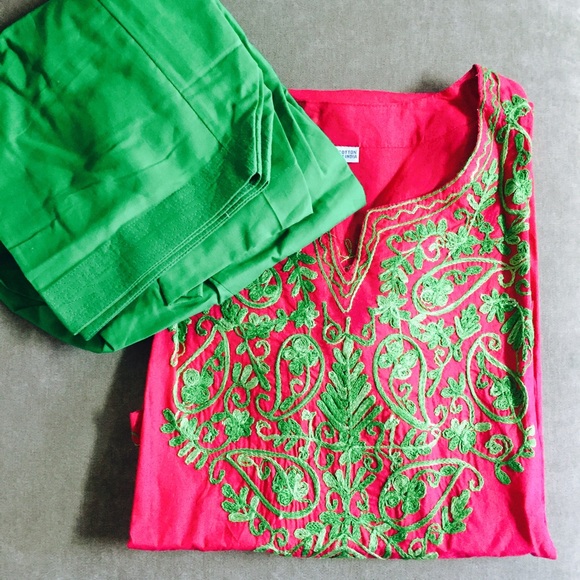 Bollywood Style Embroidered Top with Pants - Picture 4 of 4