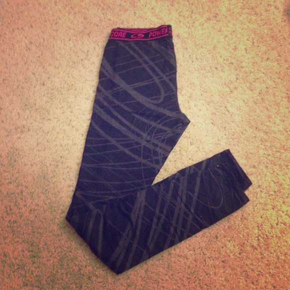 Black and grey micro fleece lined leggings running