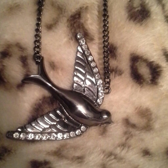 Grey bird necklace