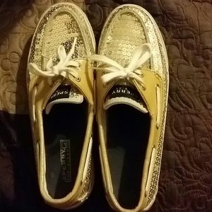 Gold sequin sperrys*Hold*