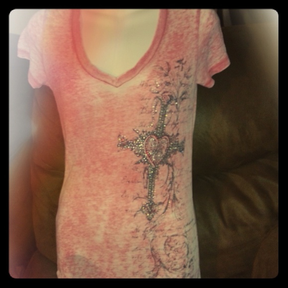 Coral color burn out shirt  NWOT