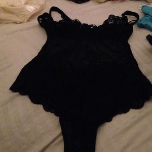Black lace body suit