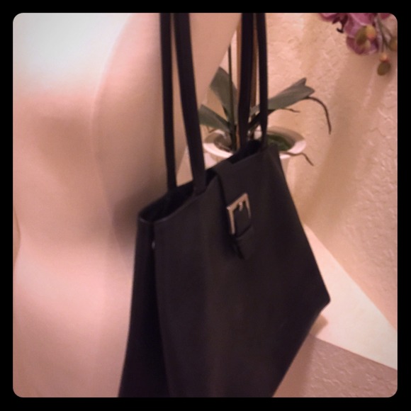 Furla black leather bag.
