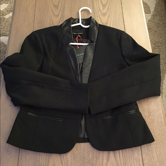 Cynthia Rowley blazer with faux leather trim