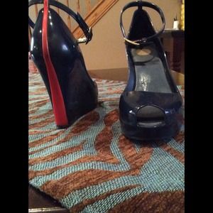 Wedge Navy and Red Melissa shoes